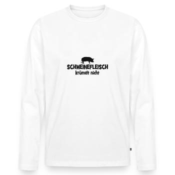 Schweinefleisch krümelt nicht - Grill - grillen - Männer Premium Bio Langarmshirt - Weiß - Vorne - Nico (187cm)