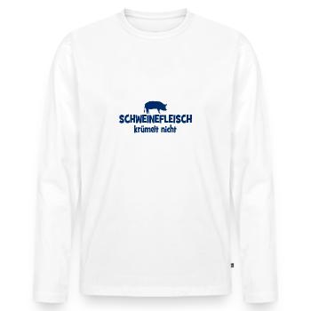 Schweinefleisch krümelt nicht - Grill - grillen - Männer Premium Bio Langarmshirt - Weiß - Vorne - Nico (187cm)