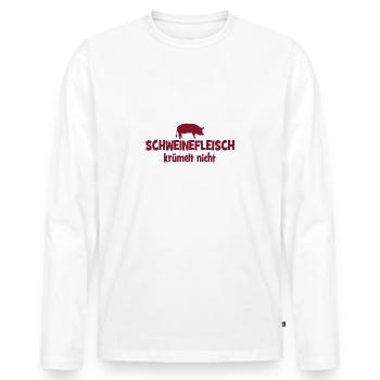 Schweinefleisch krümelt nicht - Grill - grillen - Männer Premium Bio Langarmshirt - Weiß - Vorne - Nico (187cm)