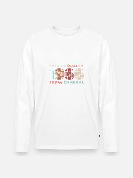 1966 Geburtsjahr Vintage - Männer Premium Bio Langarmshirt - Weiß