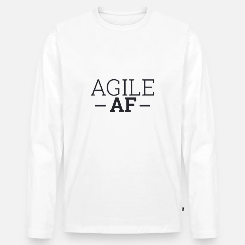 "Agile AF" | "Scrum Master" - Männer Premium Bio Langarmshirt - Weiß
