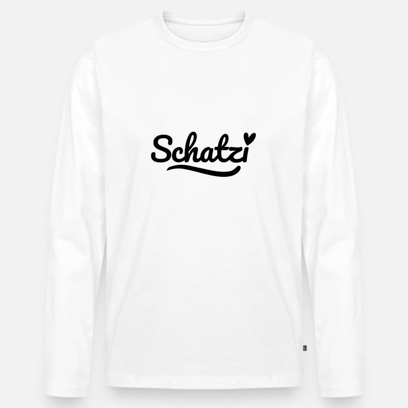 Schatzi Schrift Herz - Männer Premium Bio Langarmshirt - Weiß