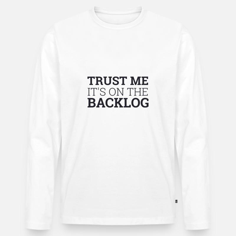 "Backlog" | "Scrum Master" - Männer Premium Bio Langarmshirt - Weiß