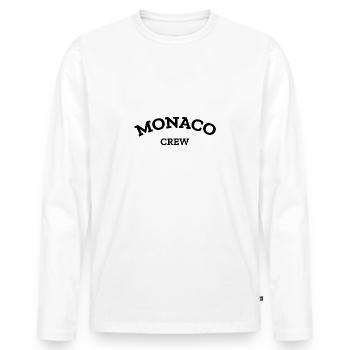 Monaco Crew - Monte Carlo - Mer Méditerranée - T-shirt manches longues Premium bio Homme - blanc - Devant - Nico (187cm)