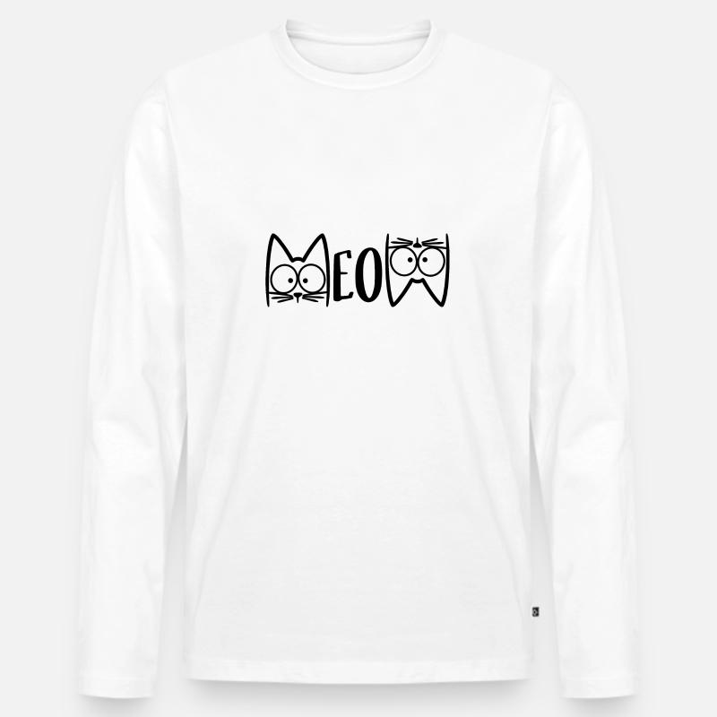 Meow - Männer Premium Bio Langarmshirt - Weiß