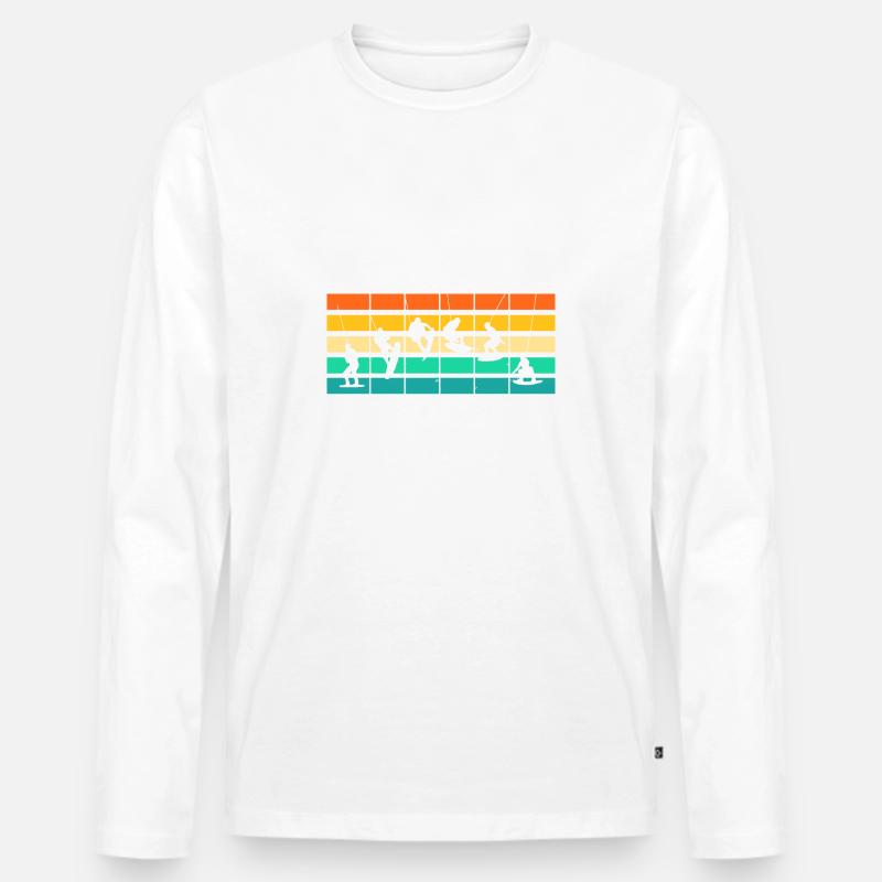 Retro Wakeboarder Wakeboard Wakeboarding - Männer Premium Bio Langarmshirt - Weiß