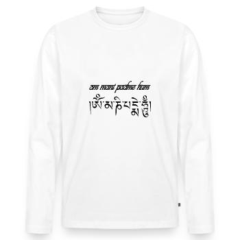 Om mani padme hum mantra - Men's Premium Organic Long Sleeve Shirt - white - Front - Nico (187cm)