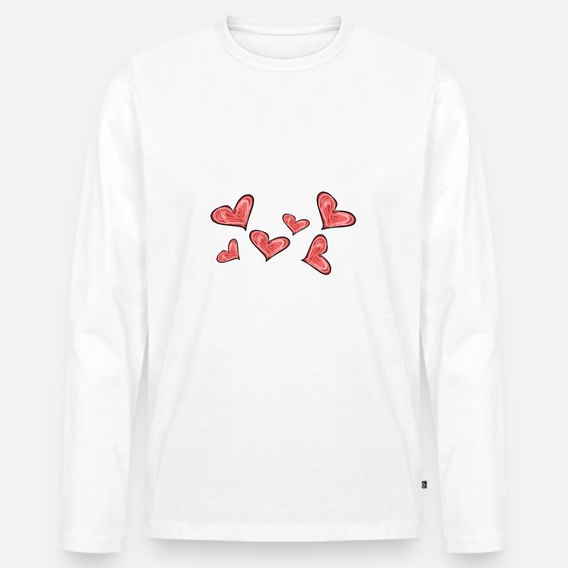 Herzen Herz - Männer Premium Bio Langarmshirt - Weiß