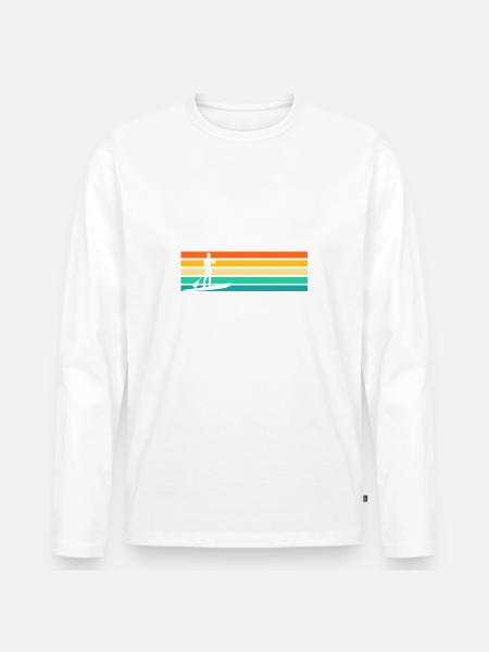 Rétro Stand Up Paddle - T-shirt manches longues Premium bio Homme - blanc