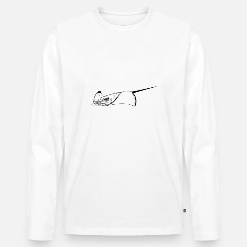 Stachelrochen im eleganten Flug - Männer Premium Bio Langarmshirt - Weiß