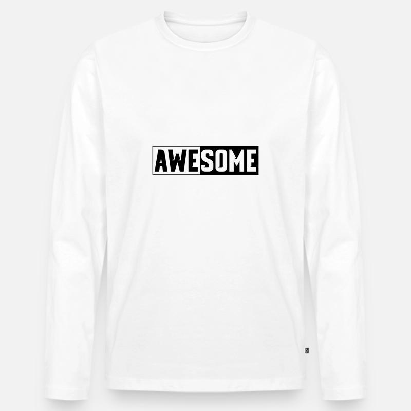 Awesome - Männer Premium Bio Langarmshirt - Weiß