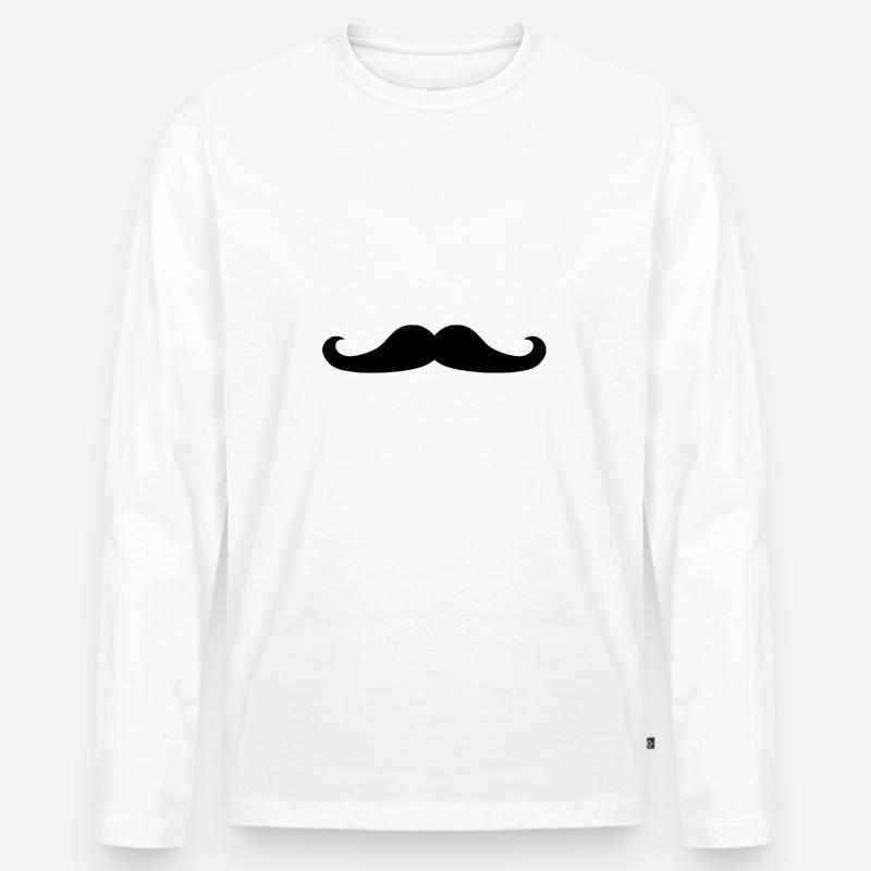 schwarzer Schnurrbart - Männer Premium Bio Langarmshirt - Weiß