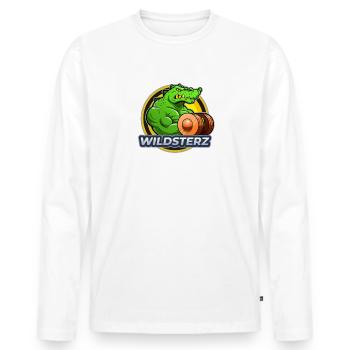Wildsterz - Krokodil - Männer Premium Bio Langarmshirt - Weiß - Vorne - Nico (187cm)