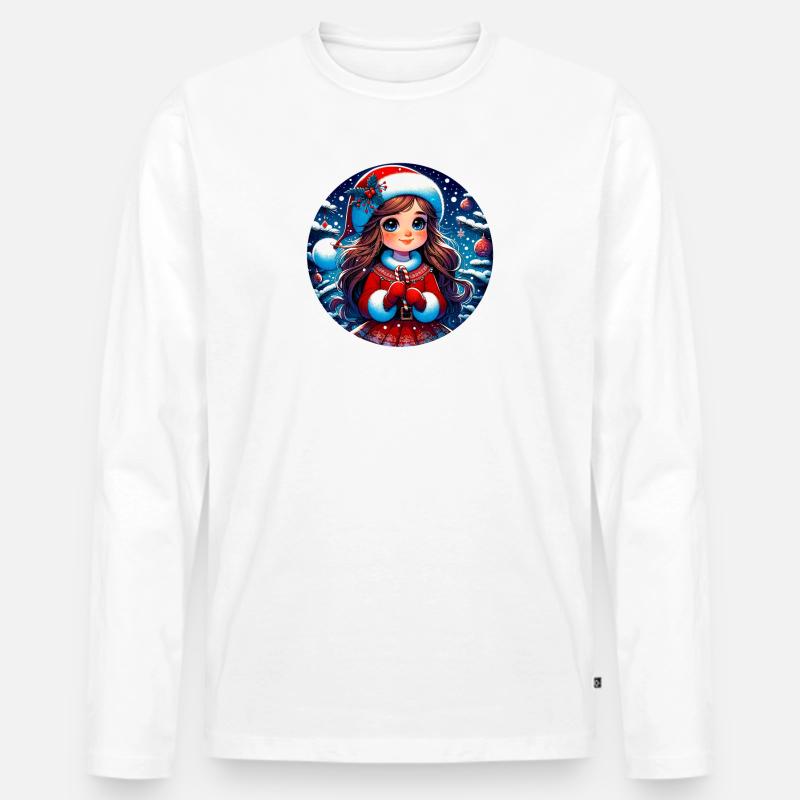 Weihnachtsmann-Mädchen-Illustration Lustige Weihnachten - Männer Premium Bio Langarmshirt - undefined