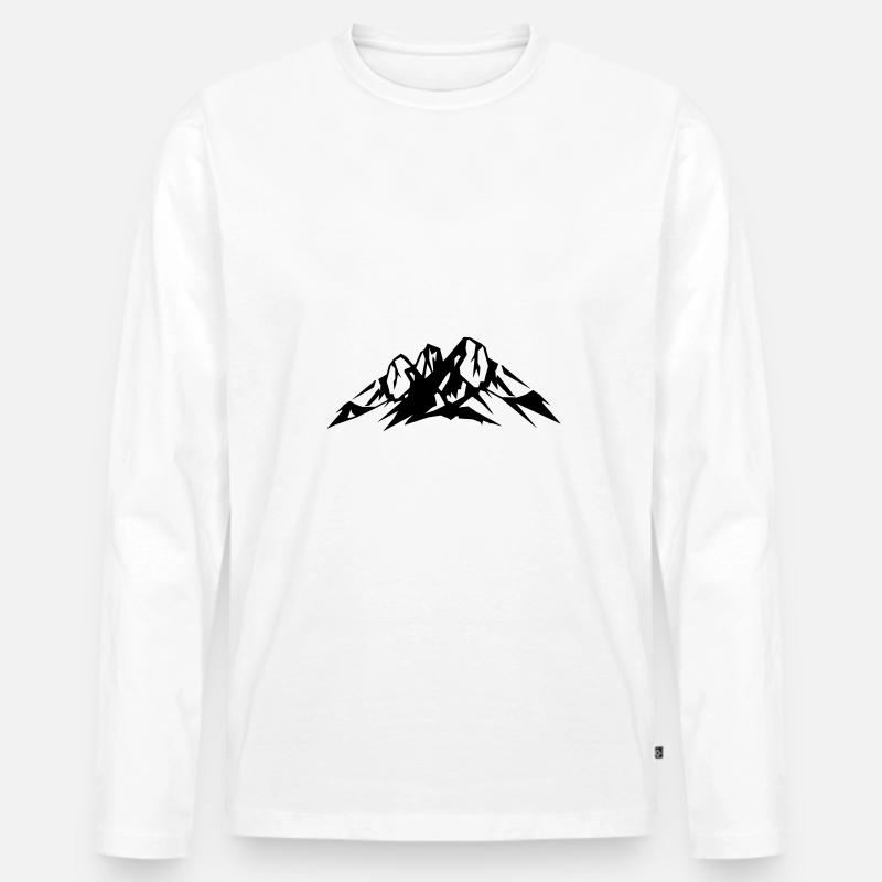 Berge Icon - Männer Premium Bio Langarmshirt - Weiß