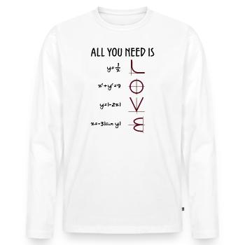 Tout ce que vous avez besoin est amour (équations) Cadeau - T-shirt manches longues Premium bio Homme - blanc - Devant - Nico (187cm)