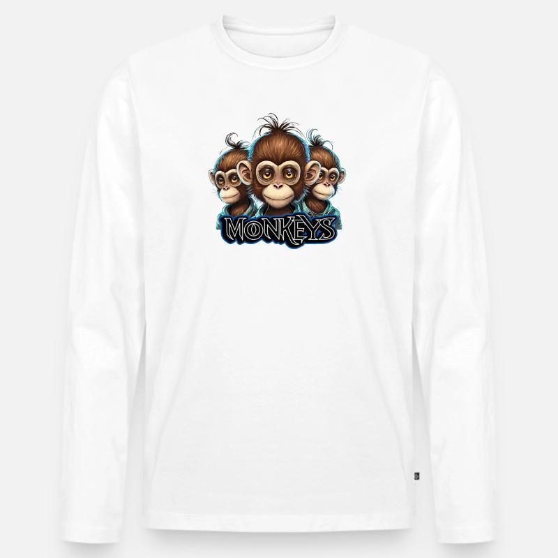 Affen 1 - Männer Premium Bio Langarmshirt - Weiß