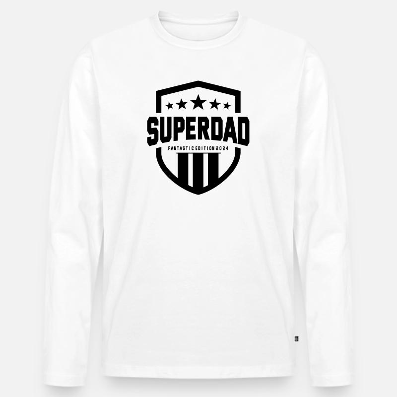 Supervater - Männer Premium Bio Langarmshirt - Weiß