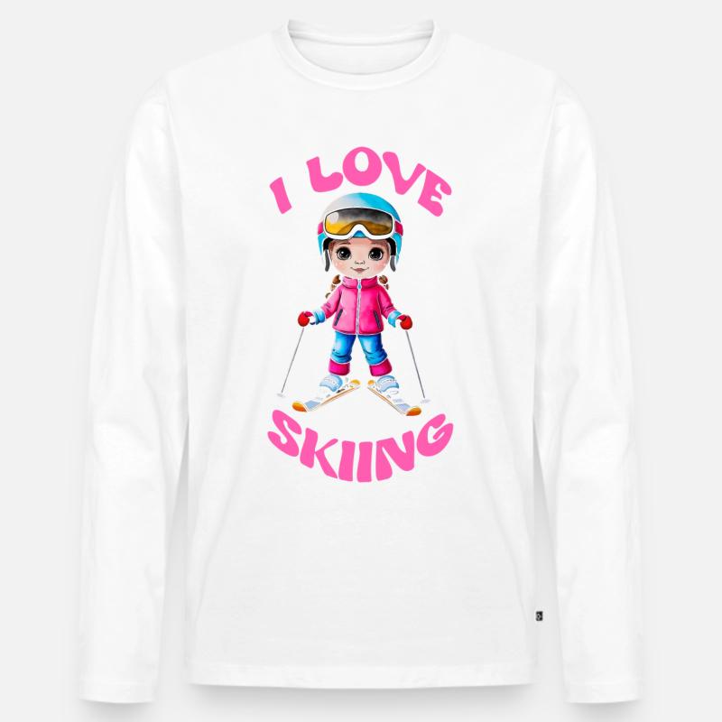 I love skiing - Männer Premium Bio Langarmshirt - Weiß