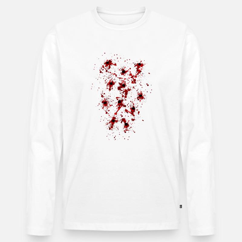 Einschusslöcher - Männer Premium Bio Langarmshirt - Weiß