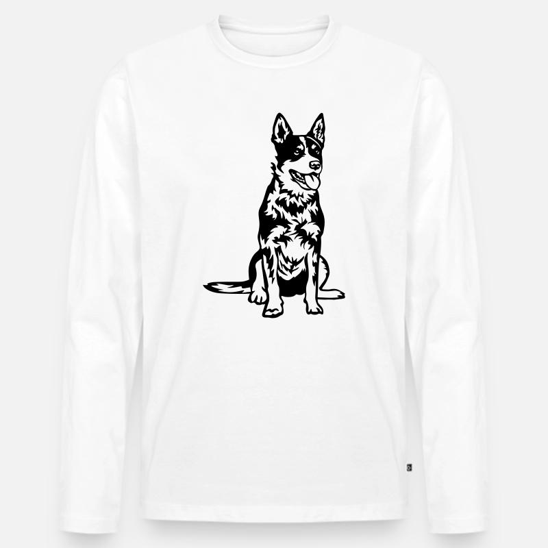 Australian Cattle Dog - Männer Premium Bio Langarmshirt - Weiß