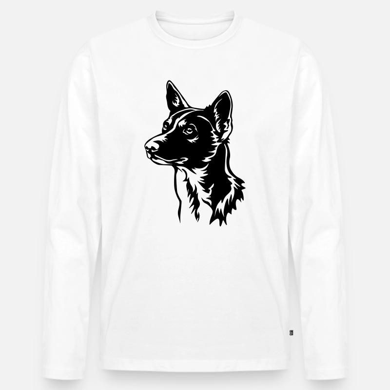 Basenji Kopf - Männer Premium Bio Langarmshirt - Weiß