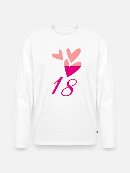 18. 18 ANNI. 18° ANNIVERSARIO. COMPLEANNO 18 ANNI. - Maglia a manica lunga ecologica premium da uomo - bianco