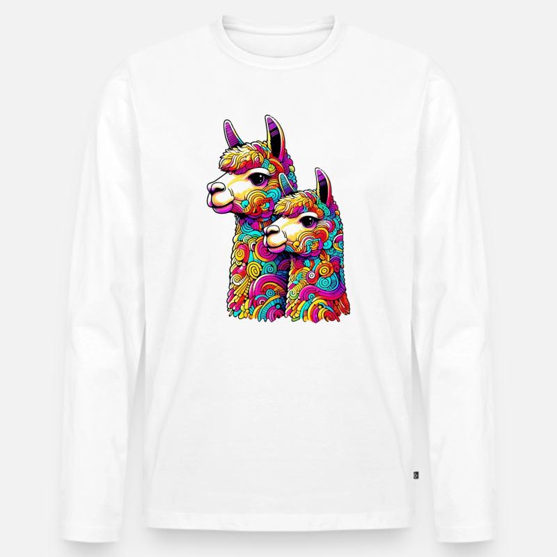 Alpaka - Männer Premium Bio Langarmshirt - Weiß