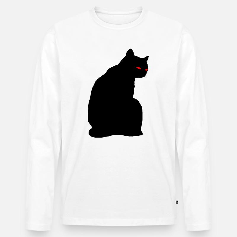 Schwarze Katze - Männer Premium Bio Langarmshirt - Weiß