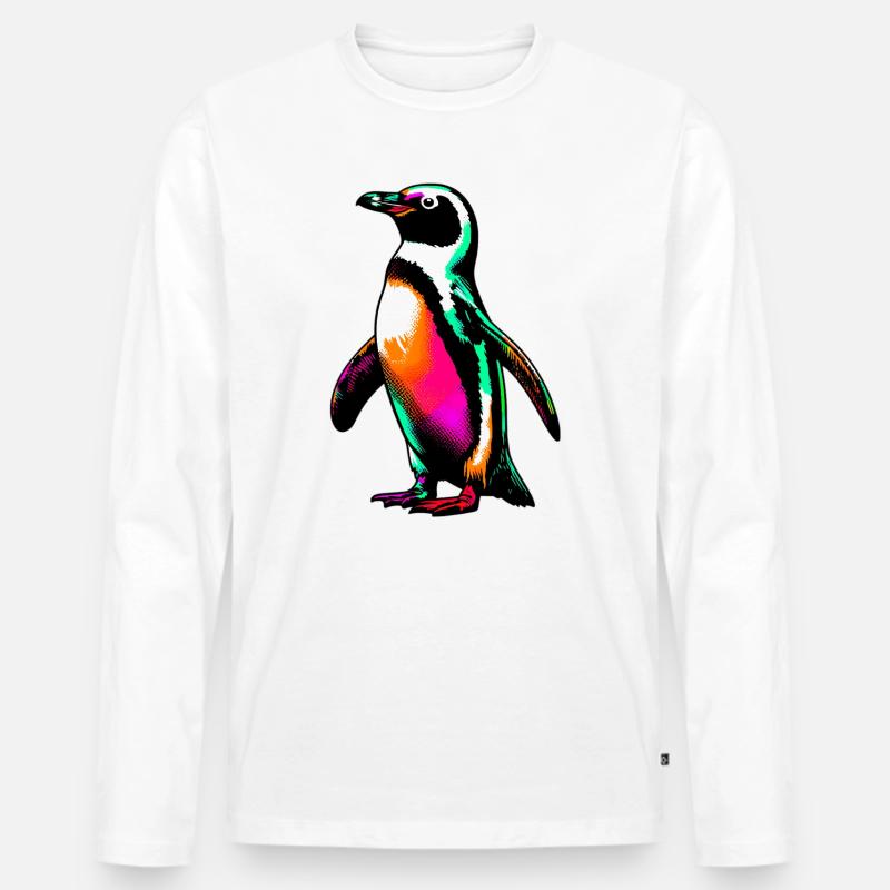 Pinguin - Männer Premium Bio Langarmshirt - Weiß