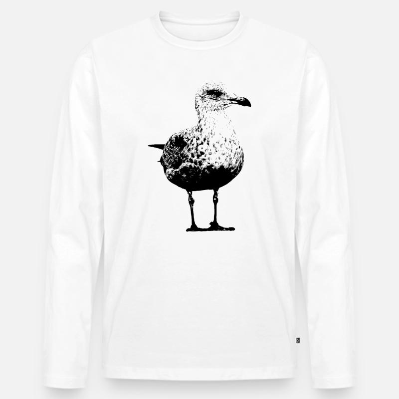 Möwe - Männer Premium Bio Langarmshirt - Weiß