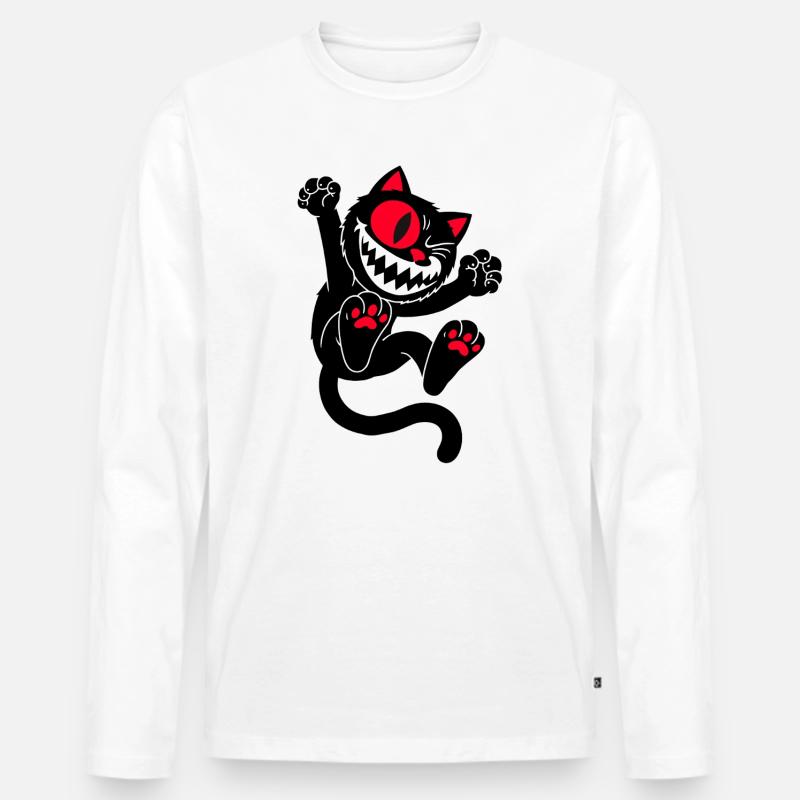 Springende Katze - Männer Premium Bio Langarmshirt - Weiß
