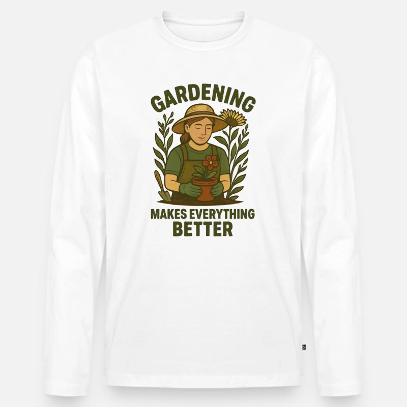 Garten Gartenarbeit - Männer Premium Bio Langarmshirt - Weiß