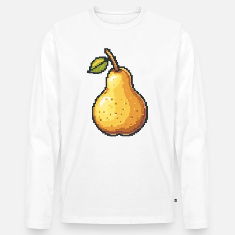 Pixel Birne Retro Pixelkunst - Männer Premium Bio Langarmshirt - Weiß