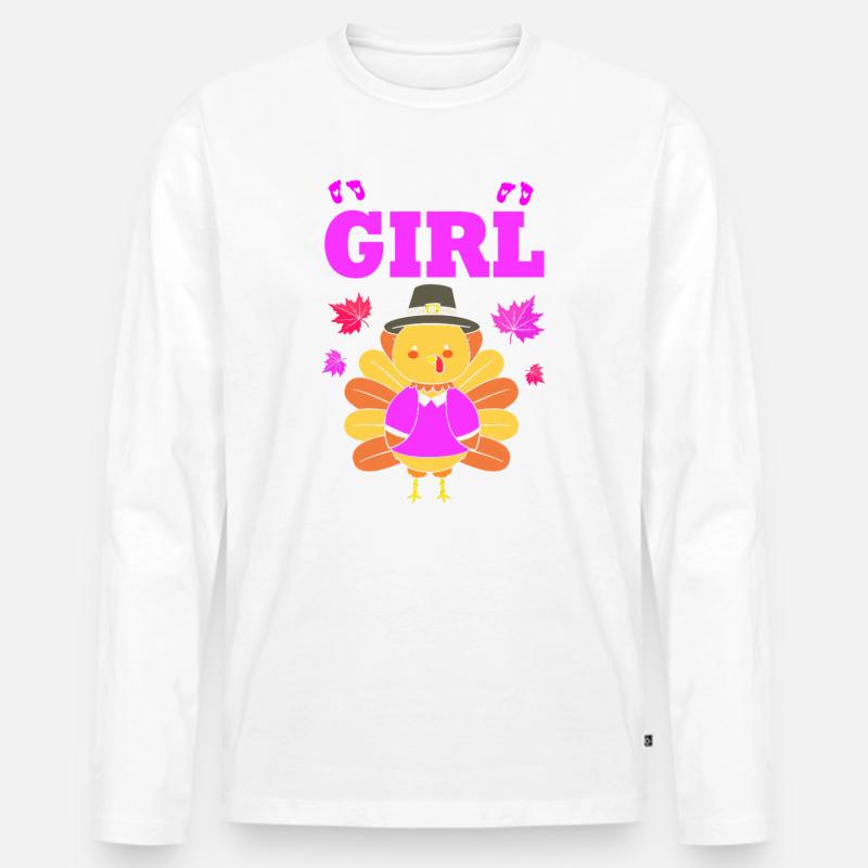 Thanksgiving Gender Reveal Werdende Mutter - Männer Premium Bio Langarmshirt - Weiß