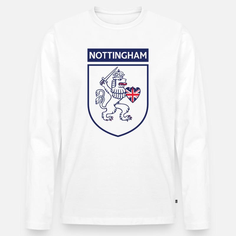 Nottingham Schild Löwe mit Schwert - Männer Premium Bio Langarmshirt - Weiß