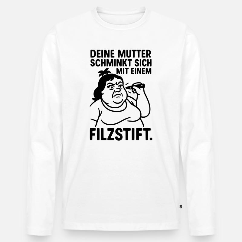deine mutter witz filzstift schminken - Männer Premium Bio Langarmshirt - Weiß