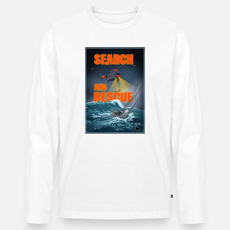 Suche und Rettung - Männer Premium Bio Langarmshirt - Weiß