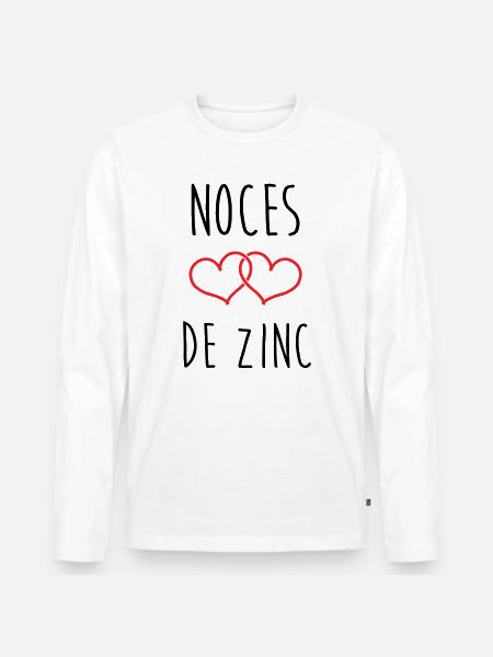 Zinc Wedding 76 Years - Men's Premium Organic Long Sleeve Shirt - white