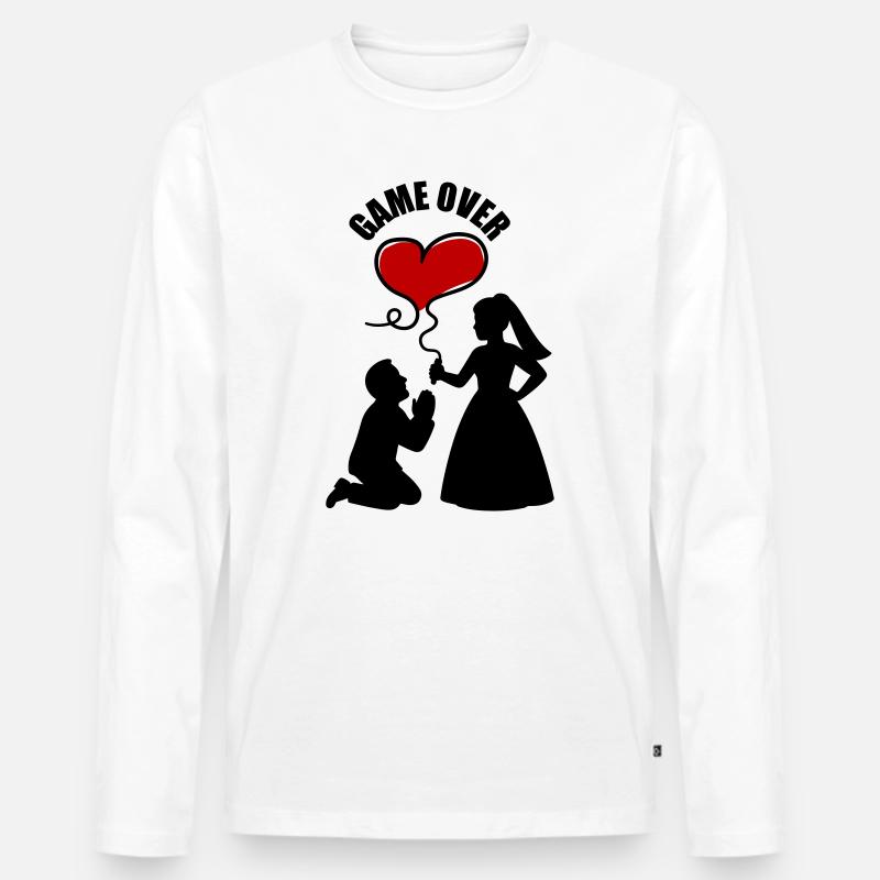 Brautpaar Ehepaar Hochzeit - Männer Premium Bio Langarmshirt - Weiß
