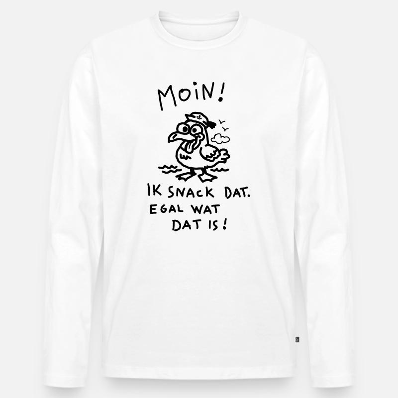 Moin Dämliche Möwe Witzig Kinder Motiv  - Männer Premium Bio Langarmshirt - Weiß
