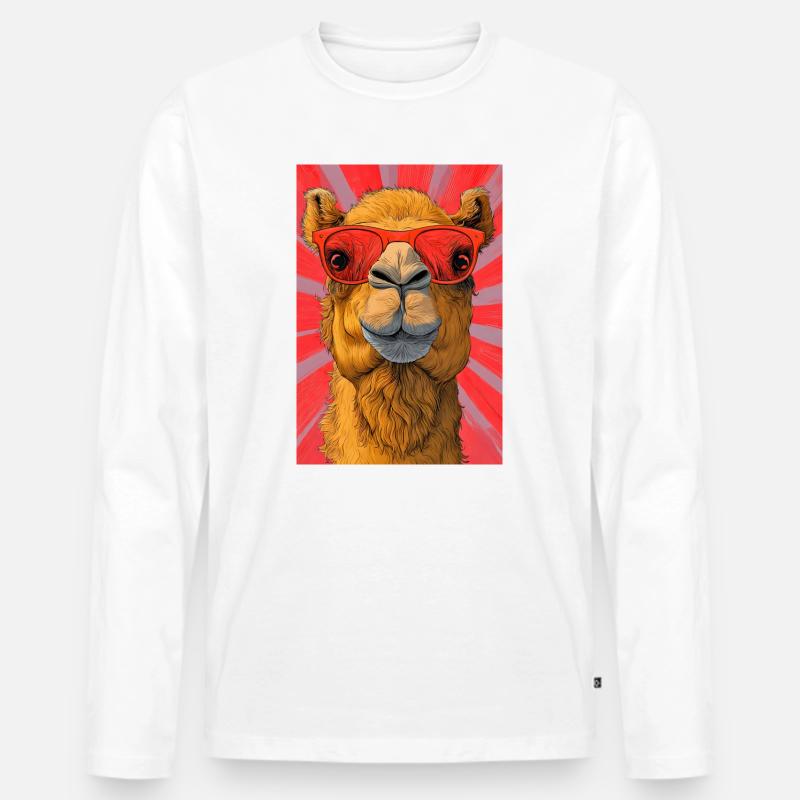 Kamel - Männer Premium Bio Langarmshirt - Weiß