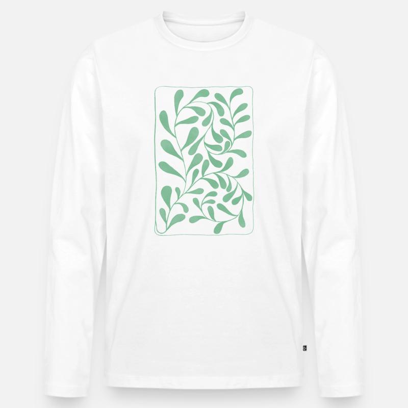Eukalyptusblätter - Männer Premium Bio Langarmshirt - Weiß
