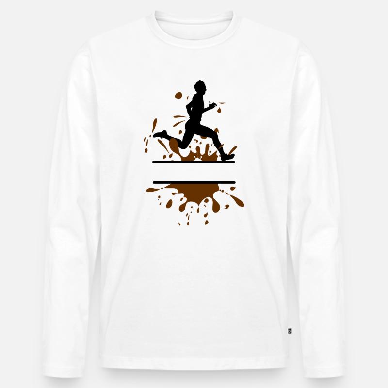 Mud Run Man – Anpassbarer Läufer - Männer Premium Bio Langarmshirt - Weiß