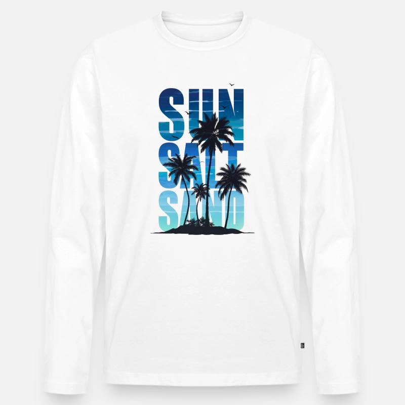 Sun Salt Sand – Sommer-Tropendesign - Männer Premium Bio Langarmshirt - Weiß