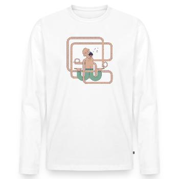 Yoga - Männer Premium Bio Langarmshirt - Weiß - Vorne - Nico (187cm)