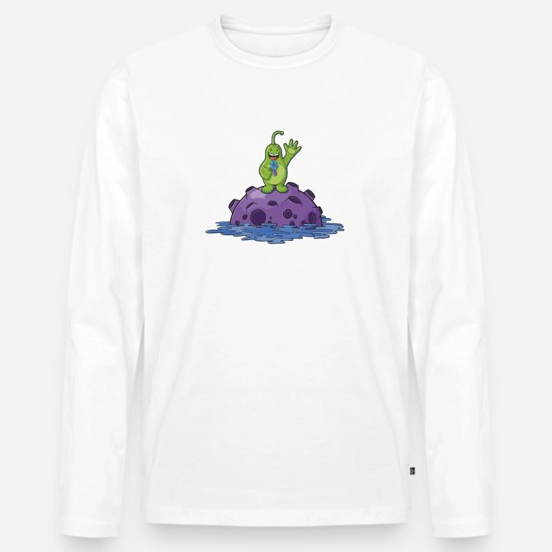 Süßes Comic Alien - Männer Premium Bio Langarmshirt - Weiß