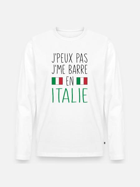 J'peux Pas J'me Barre En Italie - T-shirt manches longues Premium bio Homme - blanc