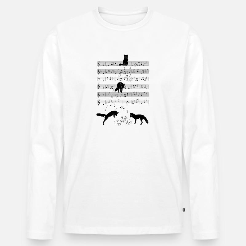 Fuchs Musik Noten Geschenk - Männer Premium Bio Langarmshirt - Weiß