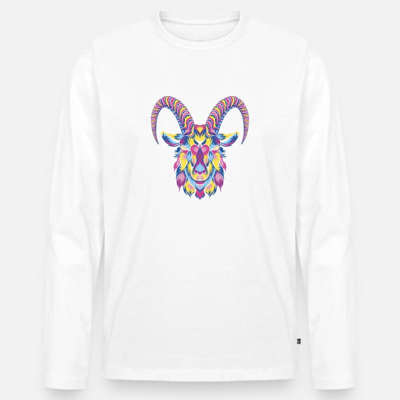 Steinbock - Männer Premium Bio Langarmshirt - Weiß